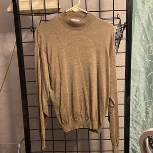 Anthology Men's Elegant Gold/Brown 100% Silk Sweater